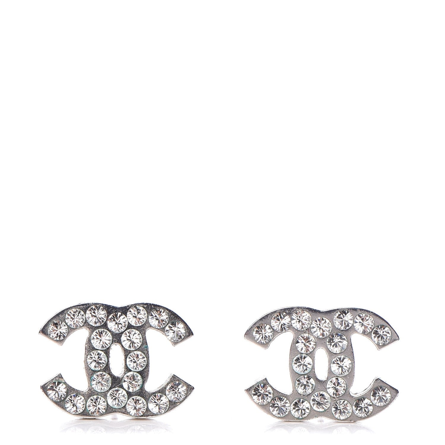 Chanel Crystal CC Earrings Silver 1 of 5
