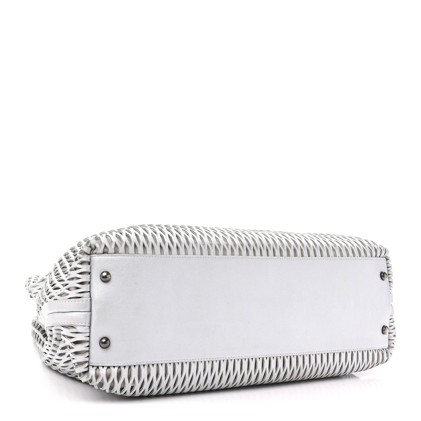 Calfskin Laser Cut Perforated CC Tote Silver