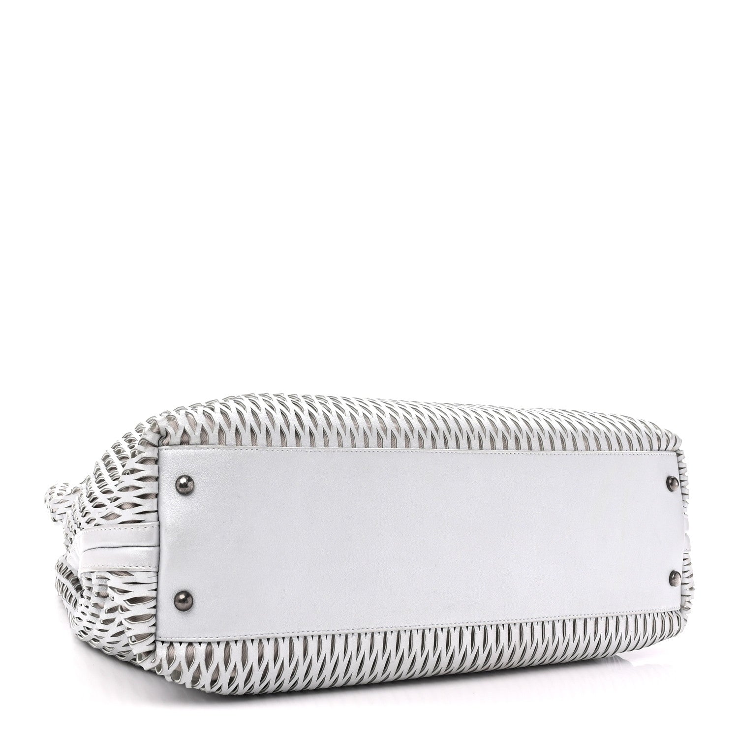 Chanel Calfskin Laser Cut Perforated CC Tote Silver 4 of 10