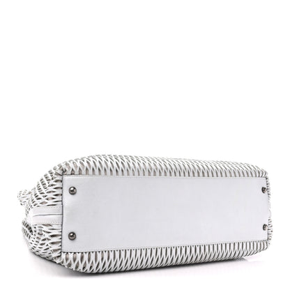 Chanel Calfskin Laser Cut Perforated CC Tote Silver 4 of 10