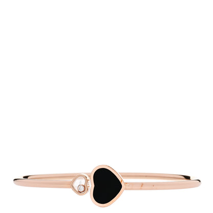 Chopard 18K Rose Gold Diamond Black Onyx Happy Hearts Bangle Bracelet 1 of 4