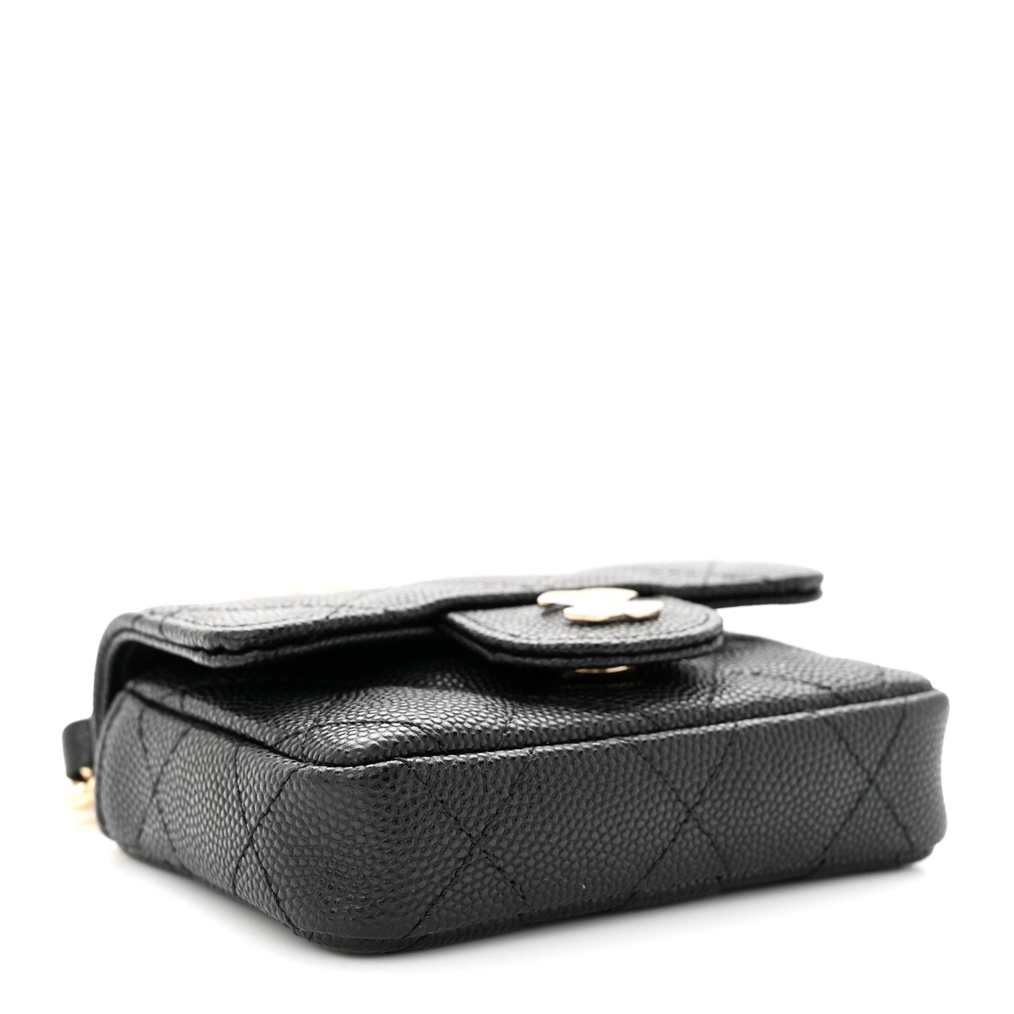 Caviar Quilted Mini Chain Belt Bag Black