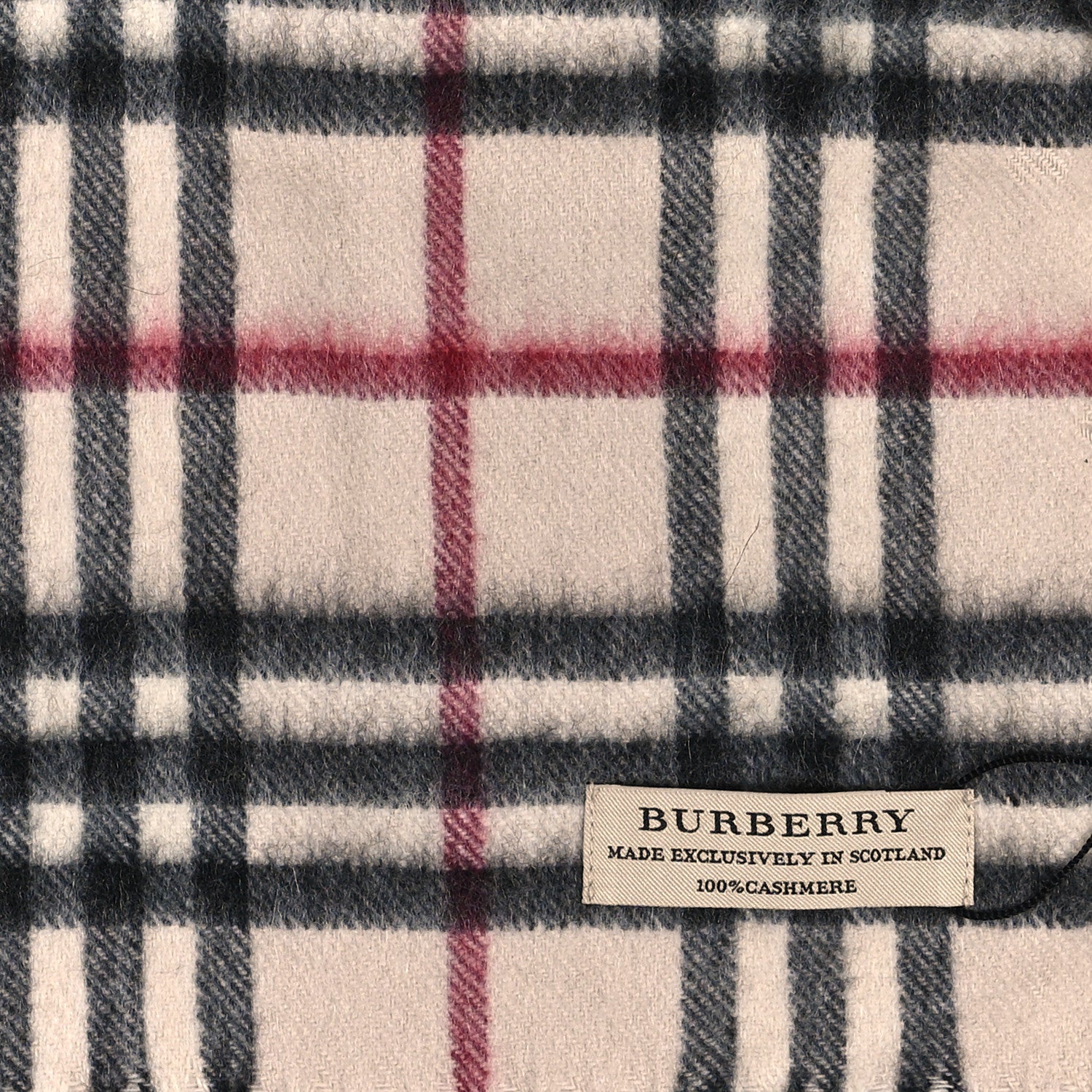 Burberry Cashmere Vintage Check Fringe Scarf Beige 3 of 3