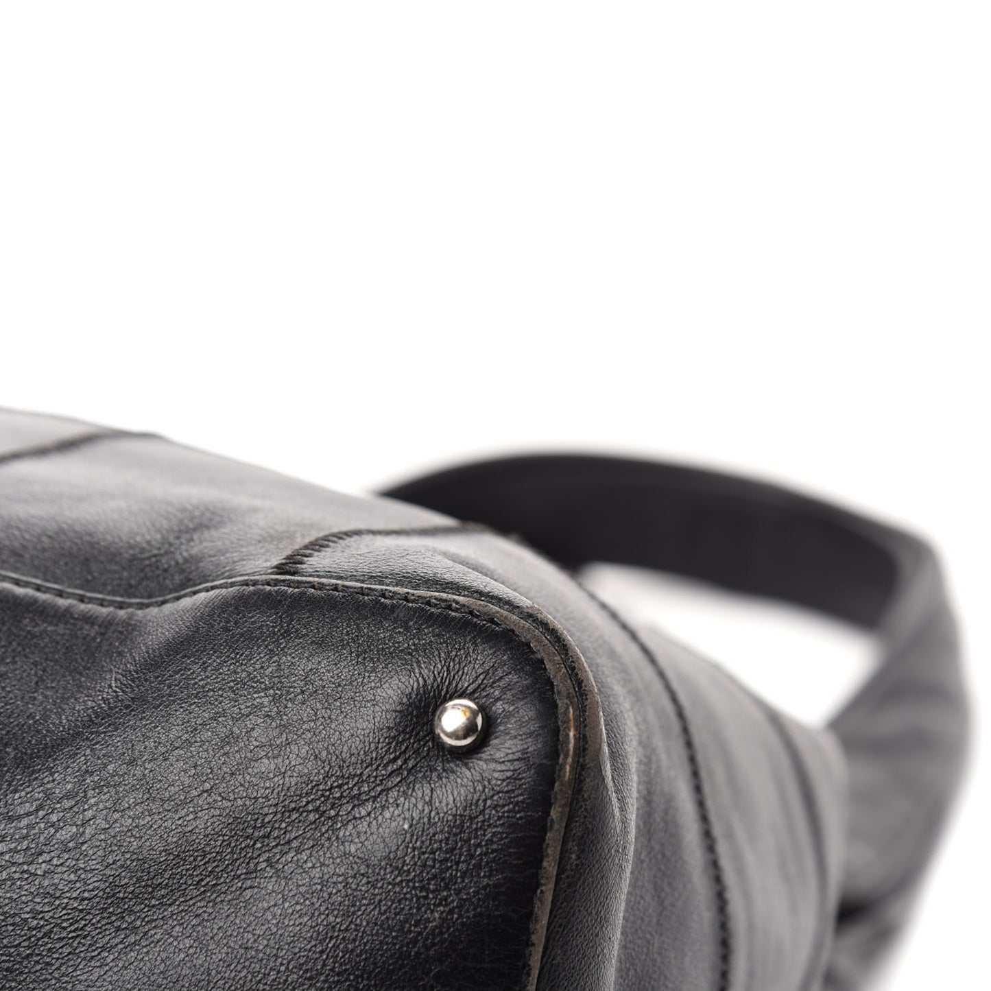 Calfskin Square Stitched Tassel Hobo Black