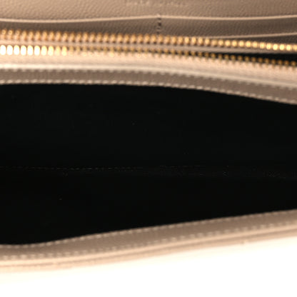 Saint Laurent Grain De Poudre Matelasse Chevron Monogram Chain Wallet Dark Beige 5 of 11