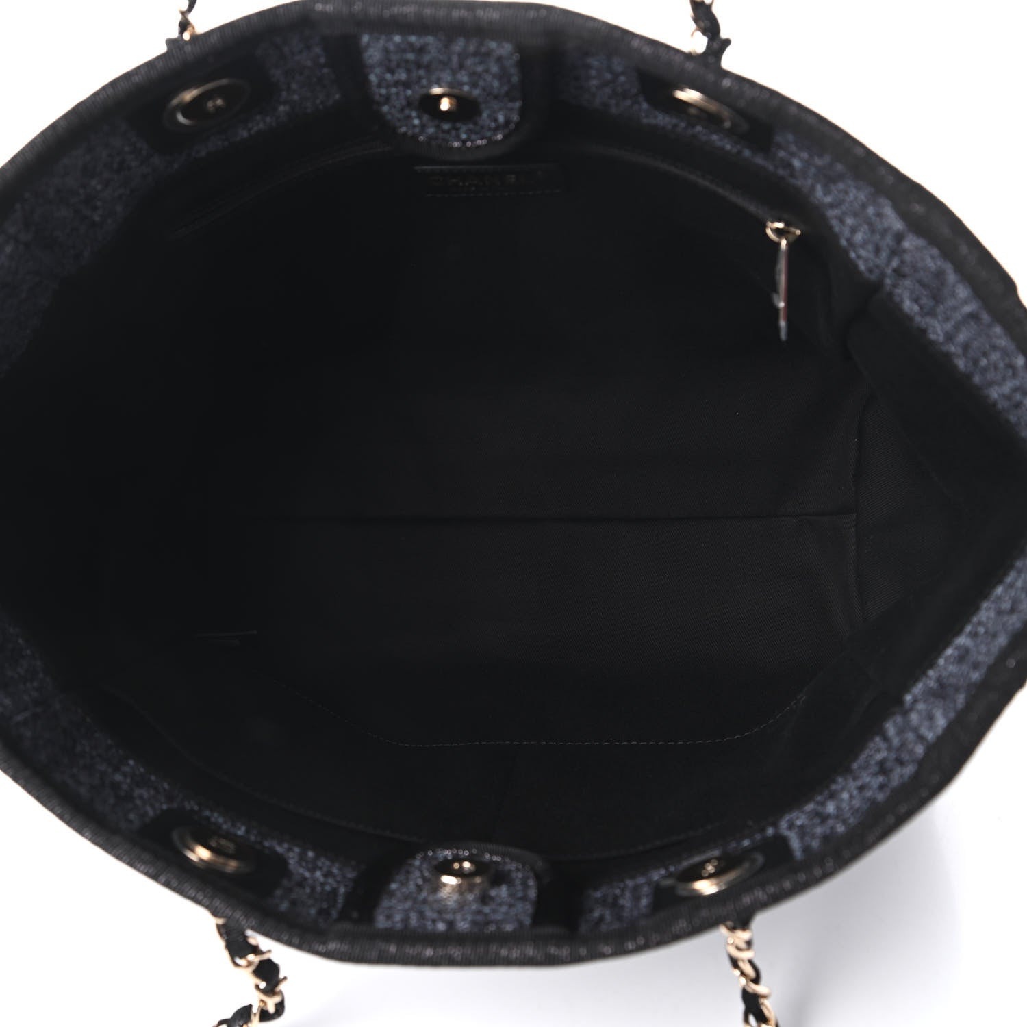 Chanel Lurex Straw Small Deauville Tote Black 5 of 10