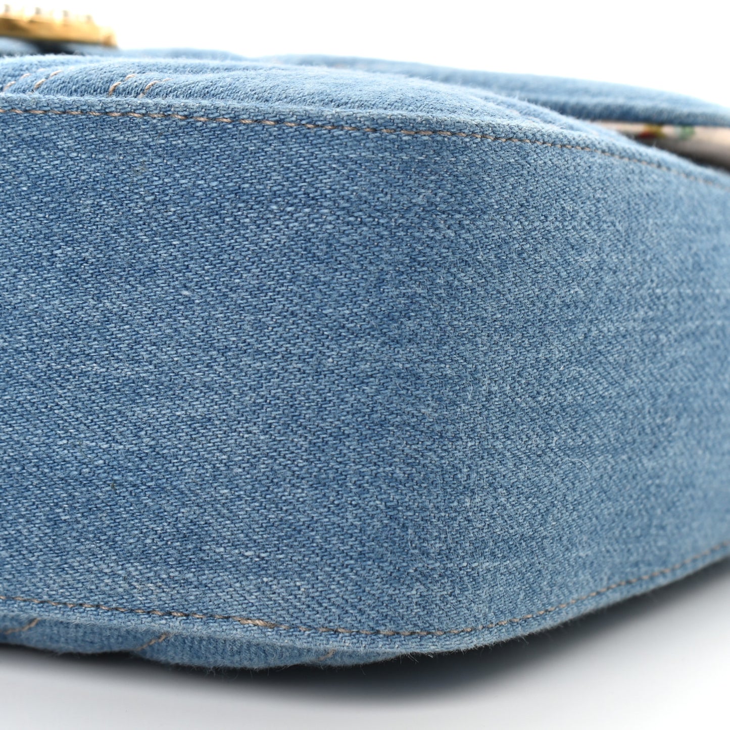 Denim Matelasse Small Pearly GG Marmont Shoulder Bag Blue