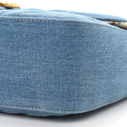 Gucci Denim Matelasse Small Pearly GG Marmont Shoulder Bag Blue 8 of 8