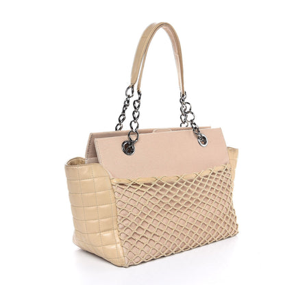 Chanel Canvas Lambskin Chocolate Bar CC Shopping Tote Beige 3 of 9
