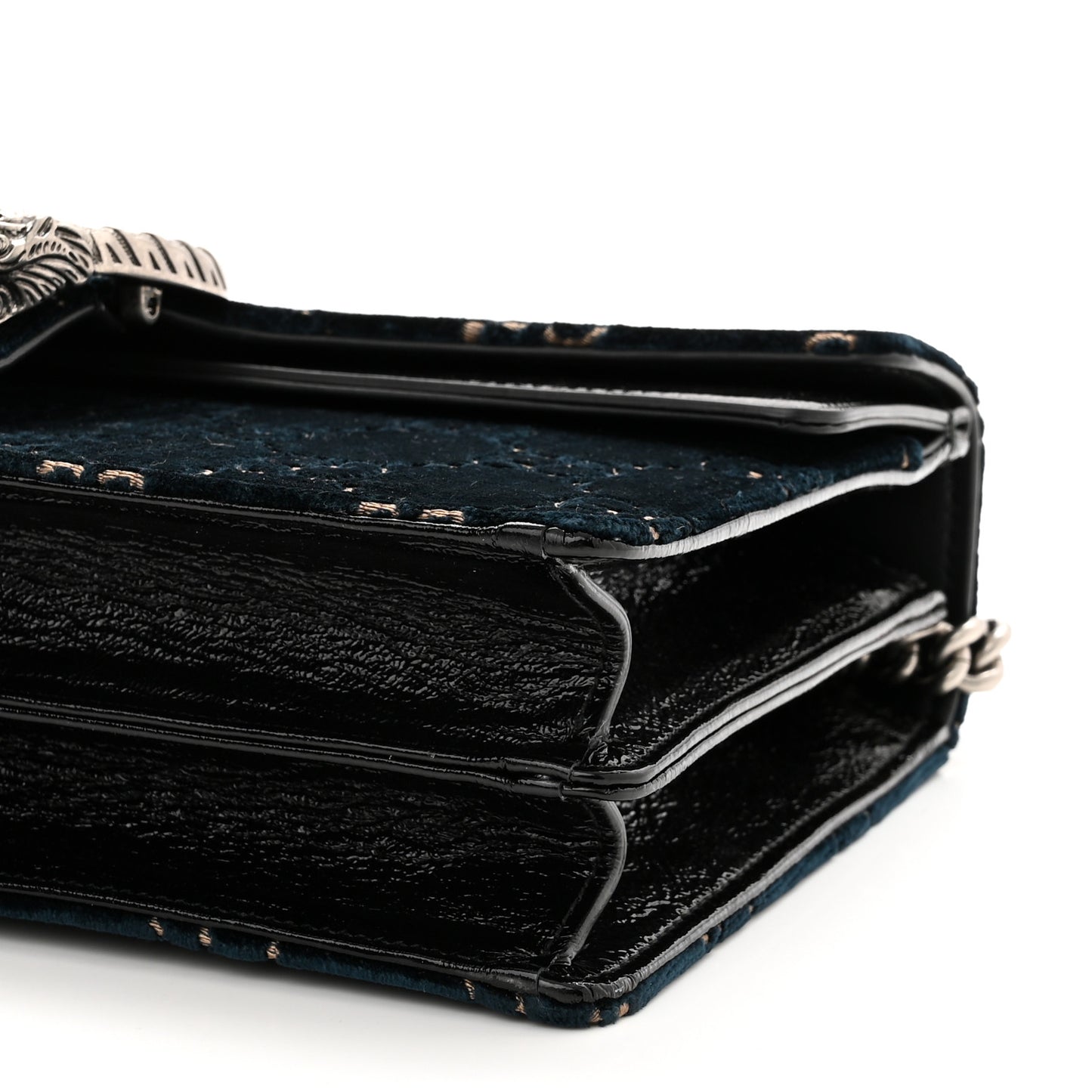 Velvet Skipper GG Monogram Small Dionysus Shoulder Bag Blue Beige Black