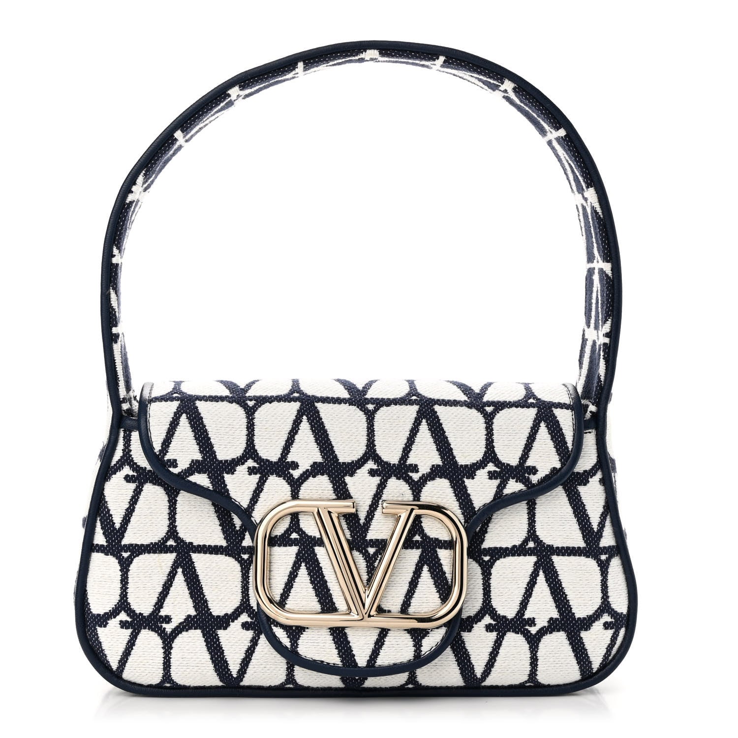 Valentino Garavani Toile Iconographe Cotton Vlogo Small Loco Hobo Bag White Worker 1 of 9