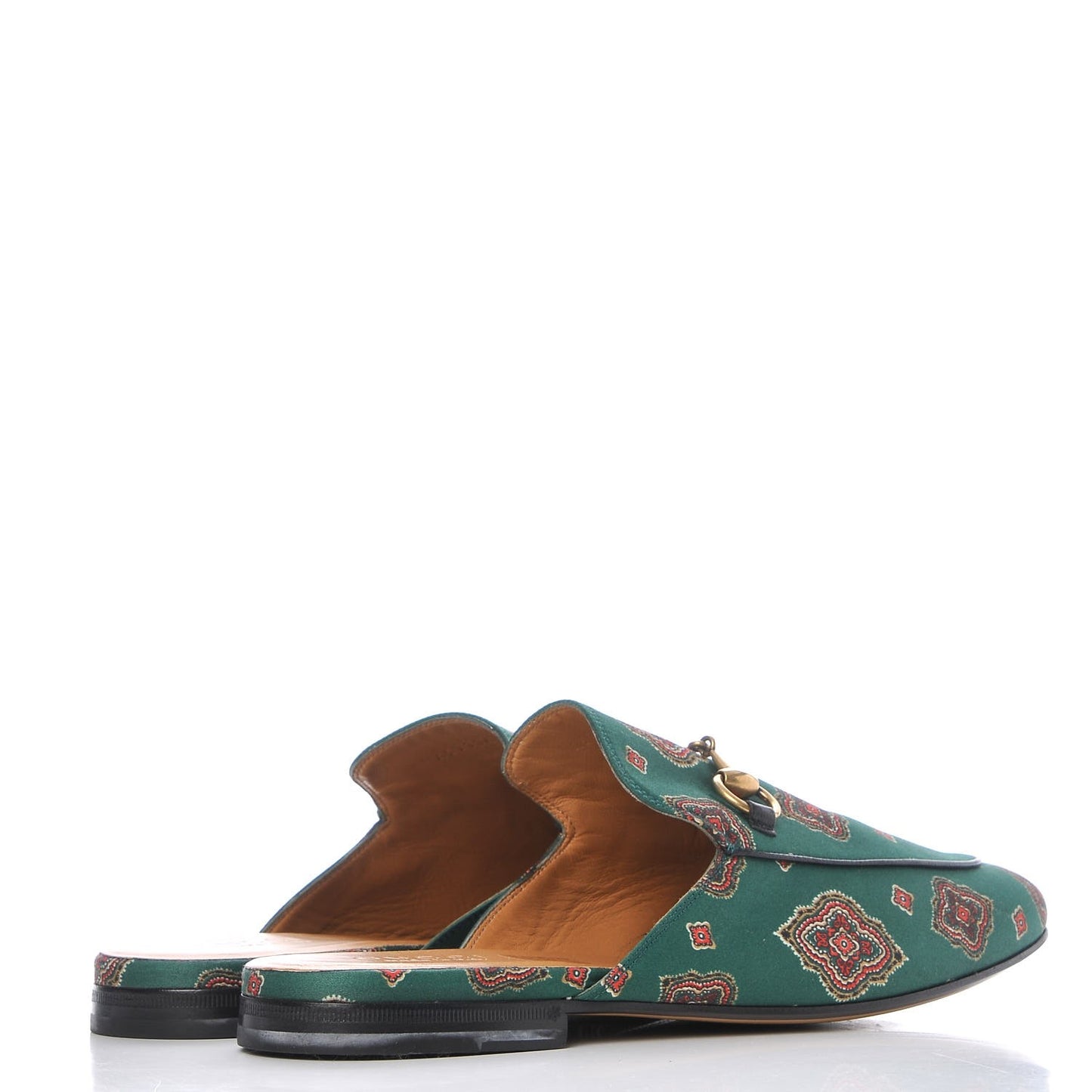 Satin Goatskin Jewel Highlands Printed Mens Princetown Slippers 8 Green