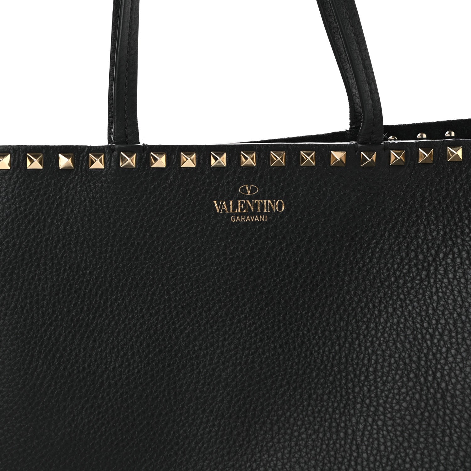 Valentino Garavani Grained Calfskin Rockstud Shoulder Tote Black 7 of 10