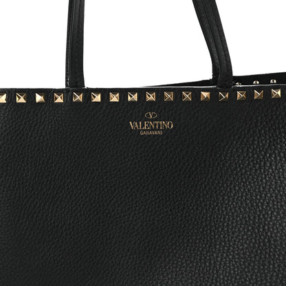 Valentino Garavani Grained Calfskin Rockstud Shoulder Tote Black 7 of 10