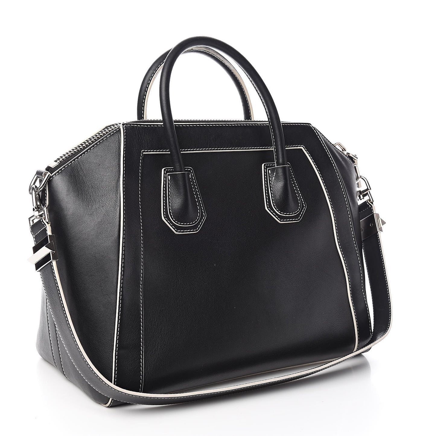 Calfskin Contrast Stitched Medium Antigona Black