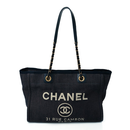 Chanel Denim Small Deauville Tote Dark Blue 1 of 10