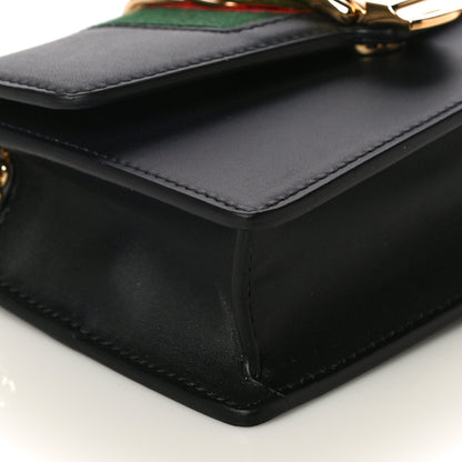 Gucci Calfskin Super Mini Sylvie Chain Shoulder Bag Black 9 of 11