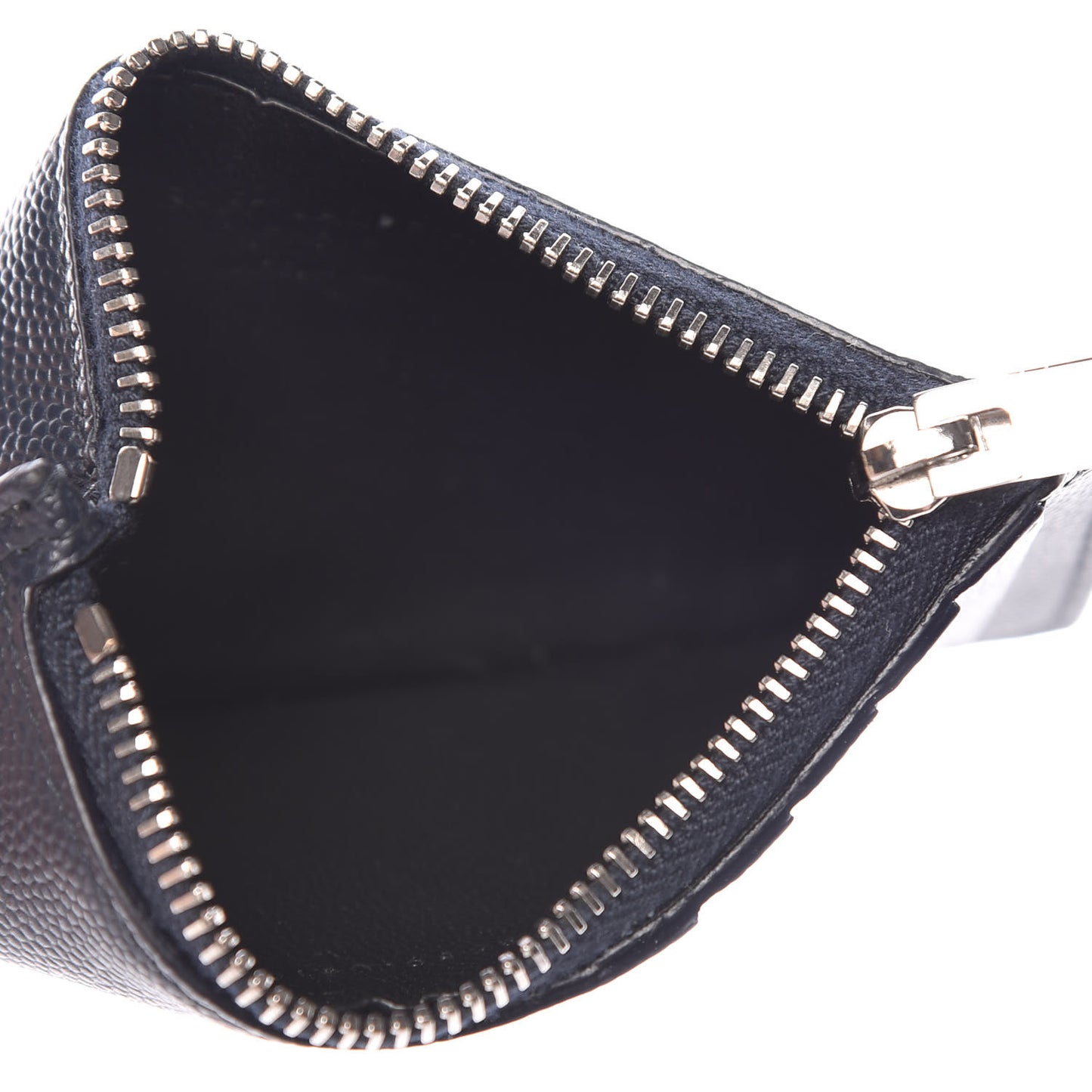 Grained Calfskin 5 Fragments Zip Pouch Card Holder Deep Marine