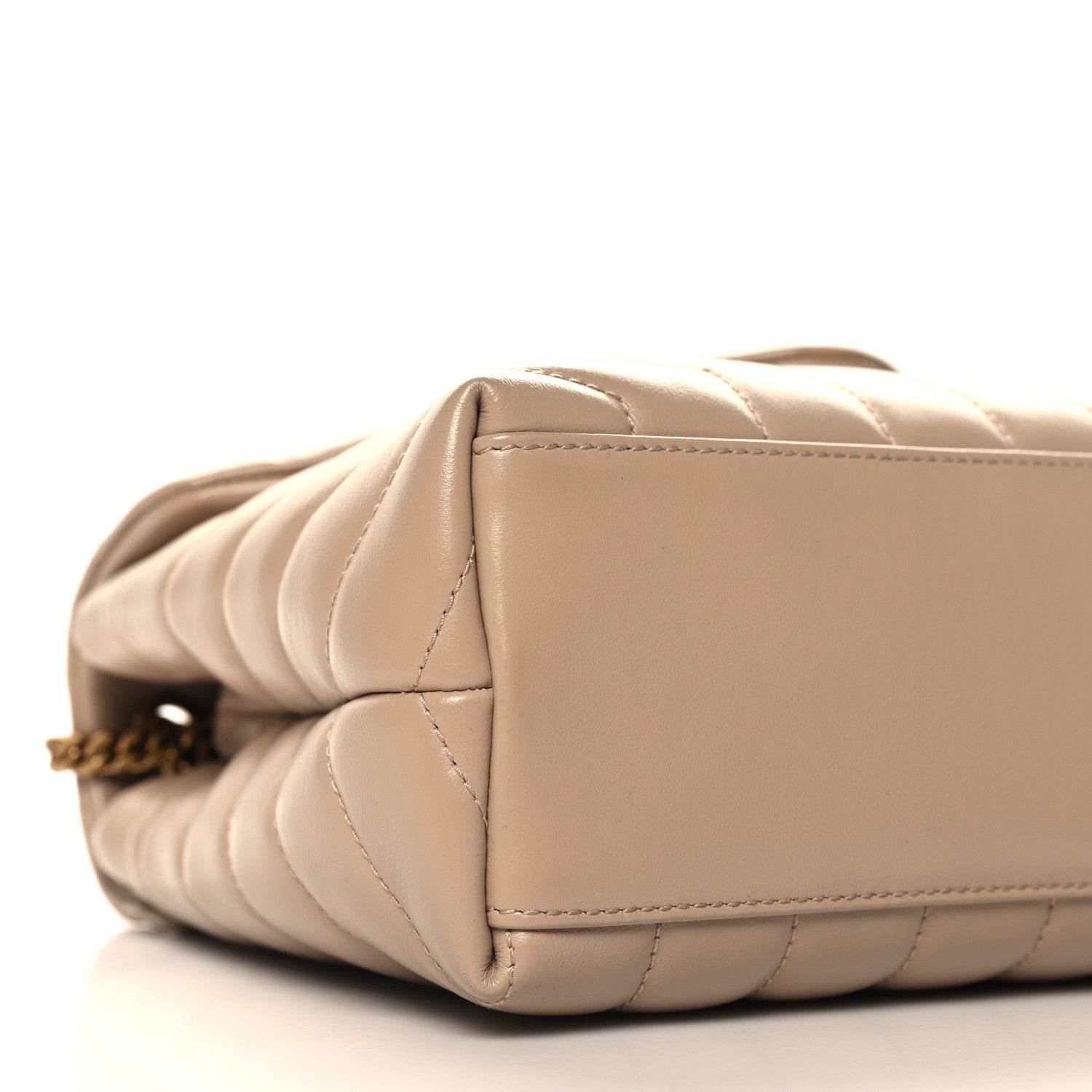 Saint Laurent Calfskin Y Quilted Monogram Small Loulou Chain Satchel Dark Beige 9 of 11
