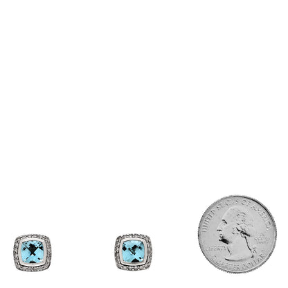 David Yurman Sterling Silver Diamond Blue Topaz 7mm Petite Albion Earrings 2 of 4