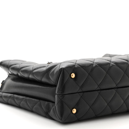 Chanel Shiny Caviar Quilted Chain Handle Shopping Tote Black 10 of 12