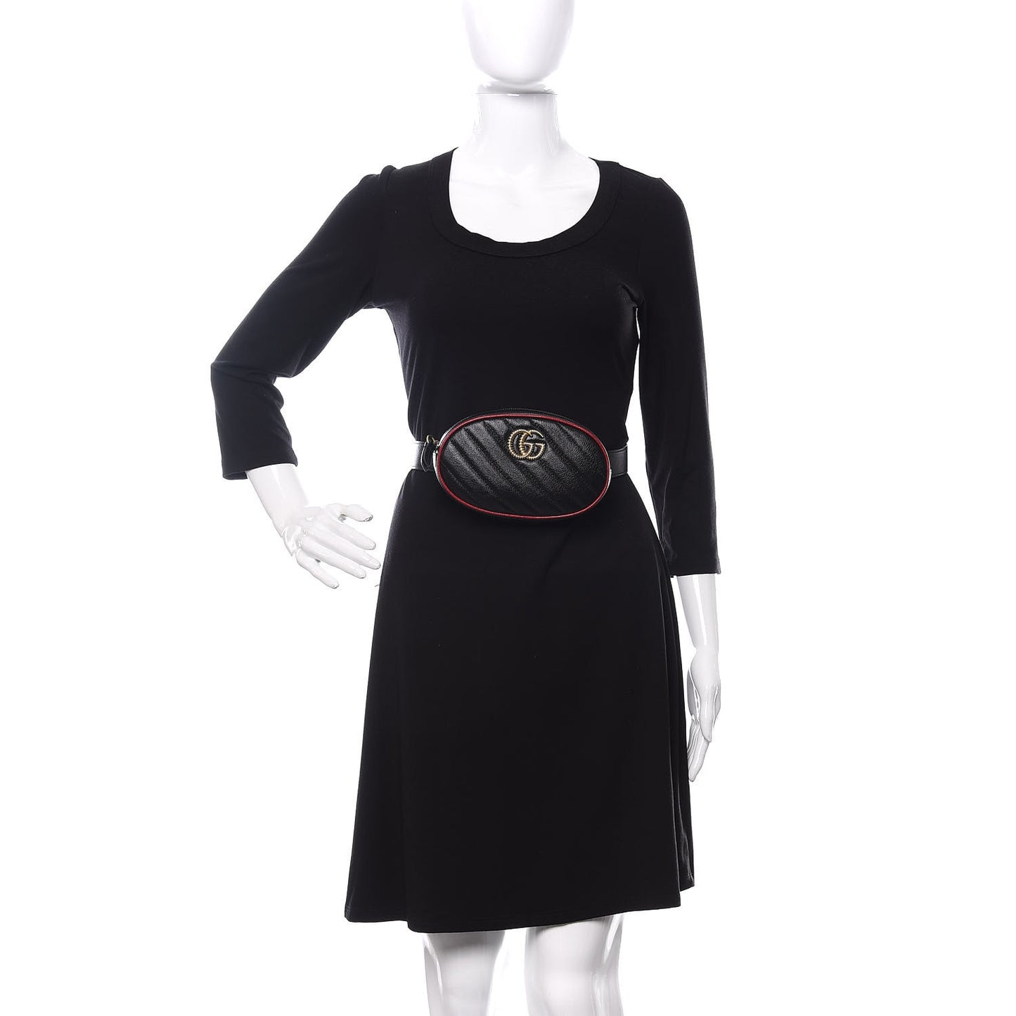 Azalea Calfskin Matelasse Diagonal Torchon GG Marmont Belt Bag 95 38 Black Romantic Cerise