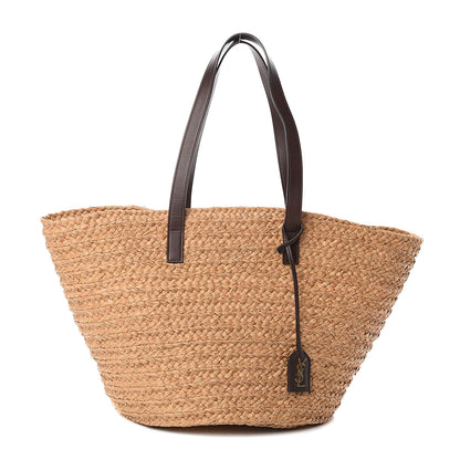 Saint Laurent Raffia Calfskin Medium Panier Tote 1 of 8