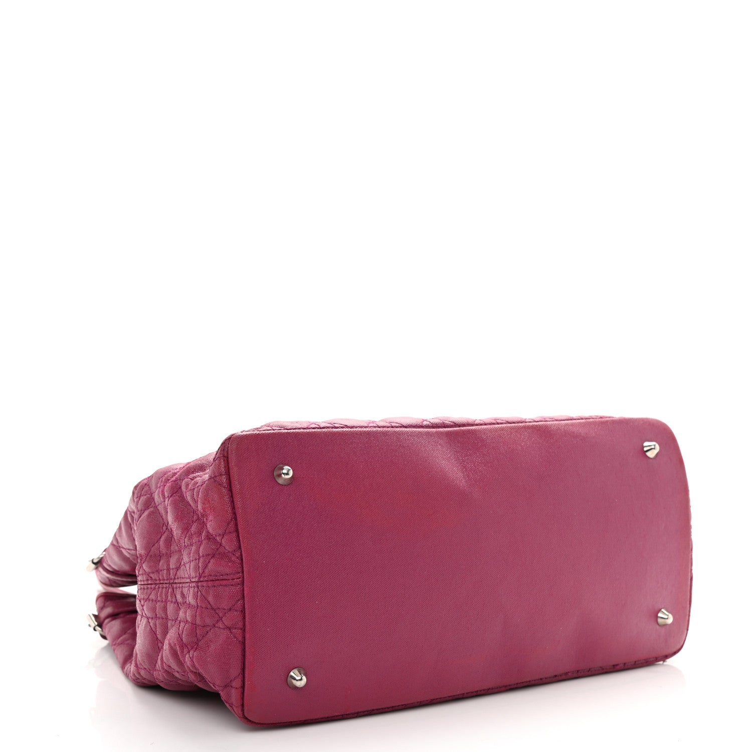 Christian Dior Coated Canvas Cannage Medium Panarea Tote Raspberry 4 of 8