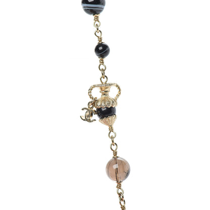 Chanel Beaded Sheep CC Long Necklace Gold Black 5 of 6