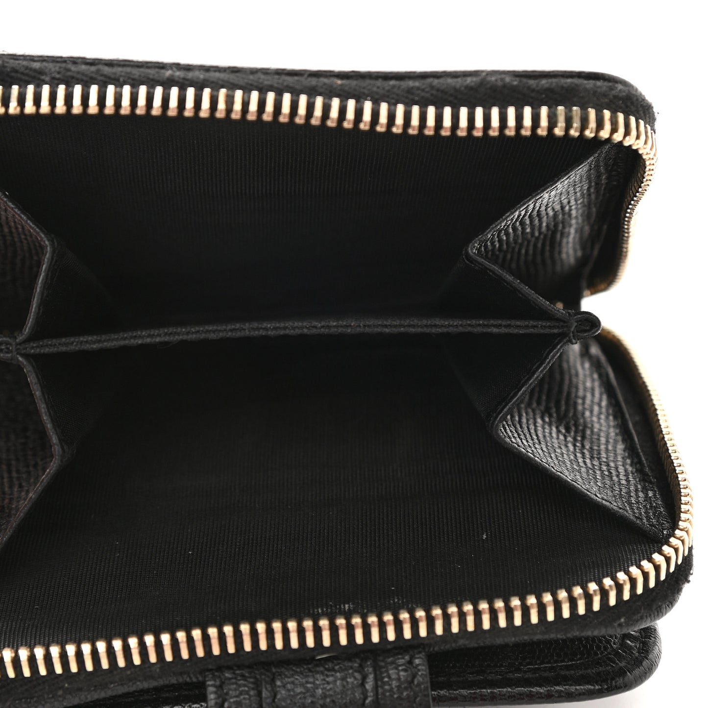 Textured Calfskin Classic Y Ligne Compact Wallet Black