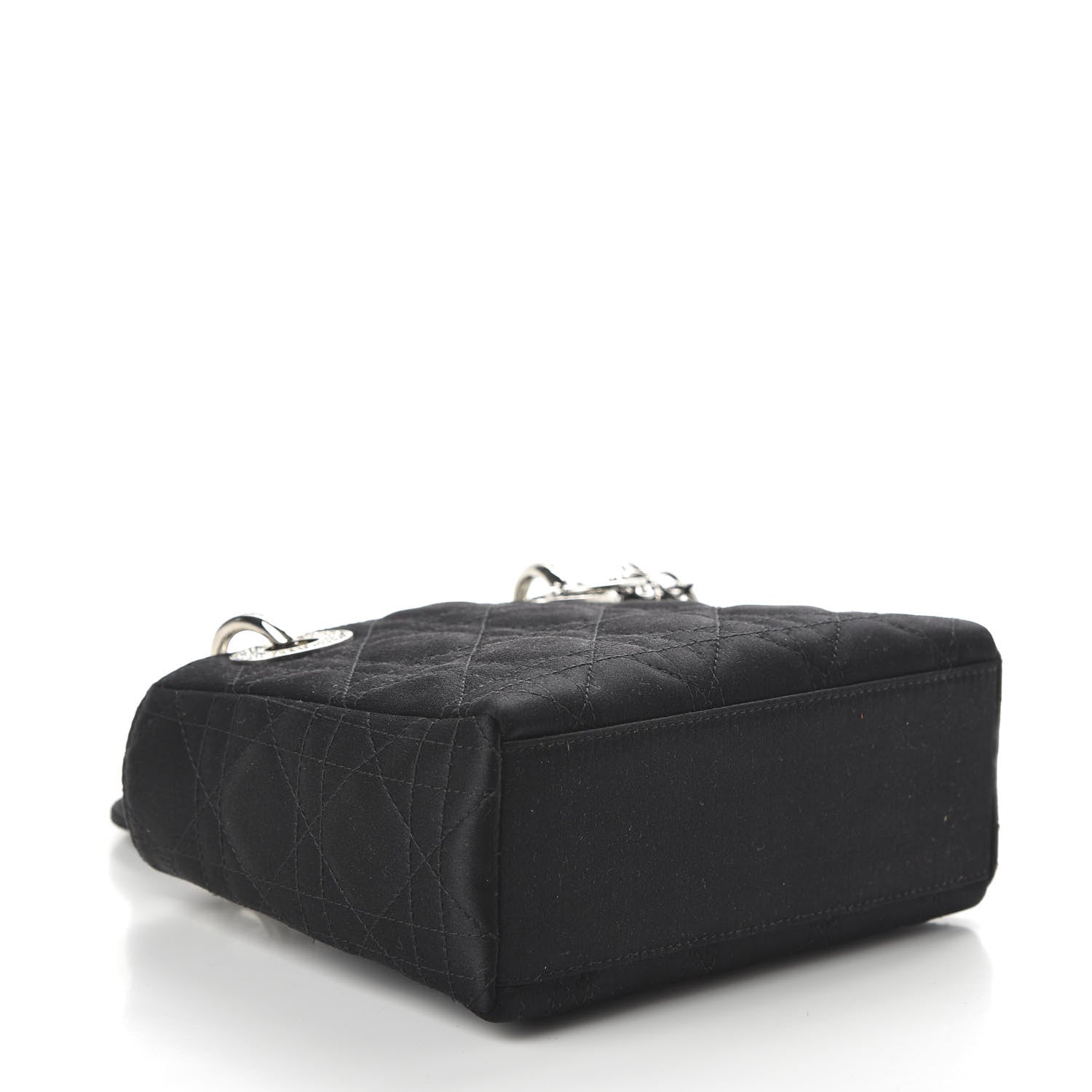 Christian Dior Satin Swarovski Crystal Cannage Mini Lady Dior Black 4 of 9