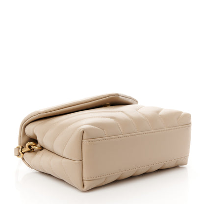 Saint Laurent Calfskin Y Quilted Monogram Toy Loulou Crossbody Bag Dark Beige 4 of 11