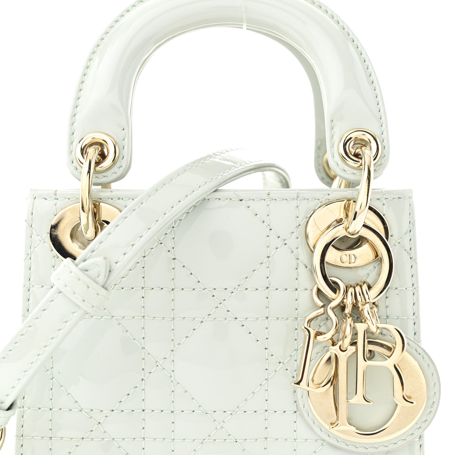 Christian Dior Patent Cannage Micro Lady Dior Light Blue 8 of 10