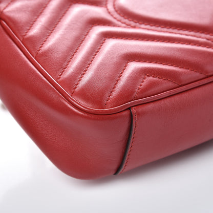 Gucci Calfskin Matelasse Mini GG Marmont Shoulder Bag Hibiscus Red 12 of 14