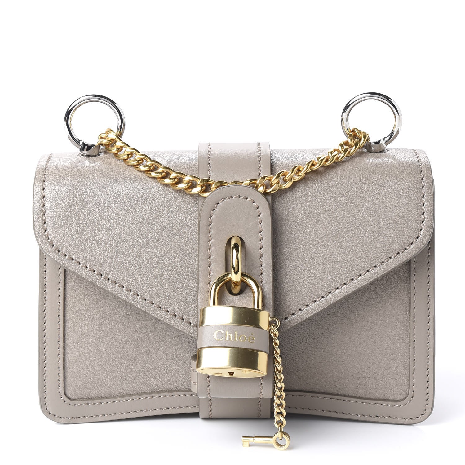 Chloe Shiny Goatskin Calfskin Mini Aby Chain Shoulder Bag Motty Grey 1 of 9