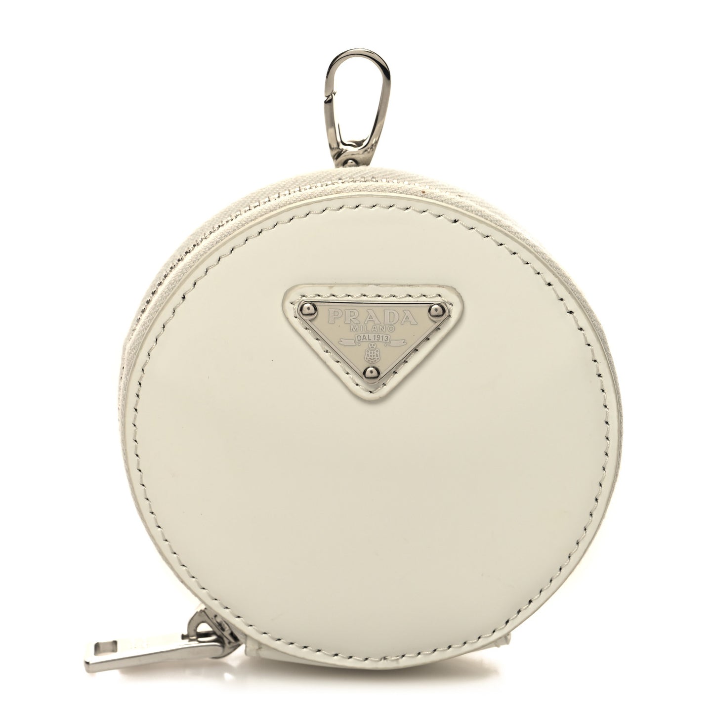 Spazzolato Round Coin Pouch Bag Charm White