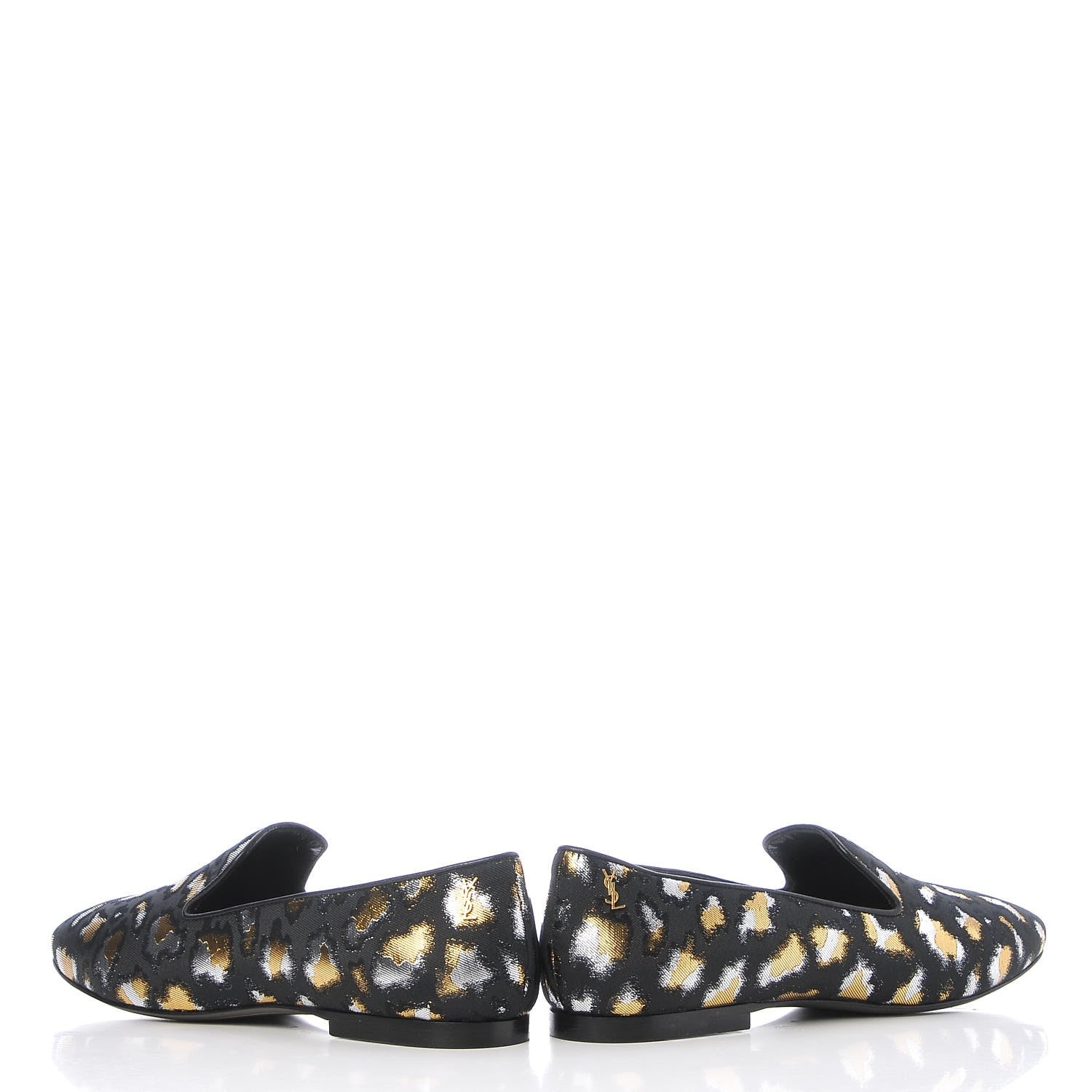 Saint Laurent Jacquard Leopard Print Smoking Loafers 37.5 Black 11 of 12
