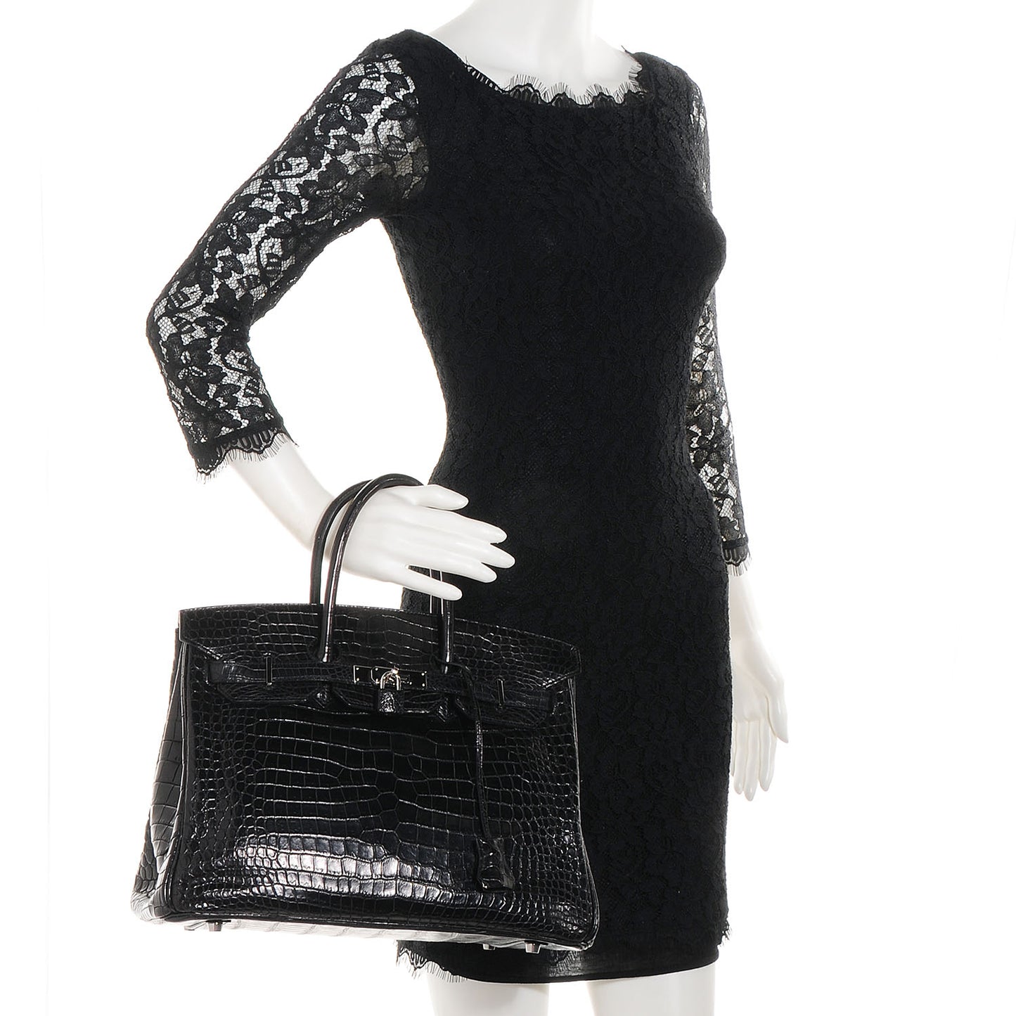 Matte Porosus Crocodile Birkin 35 Black