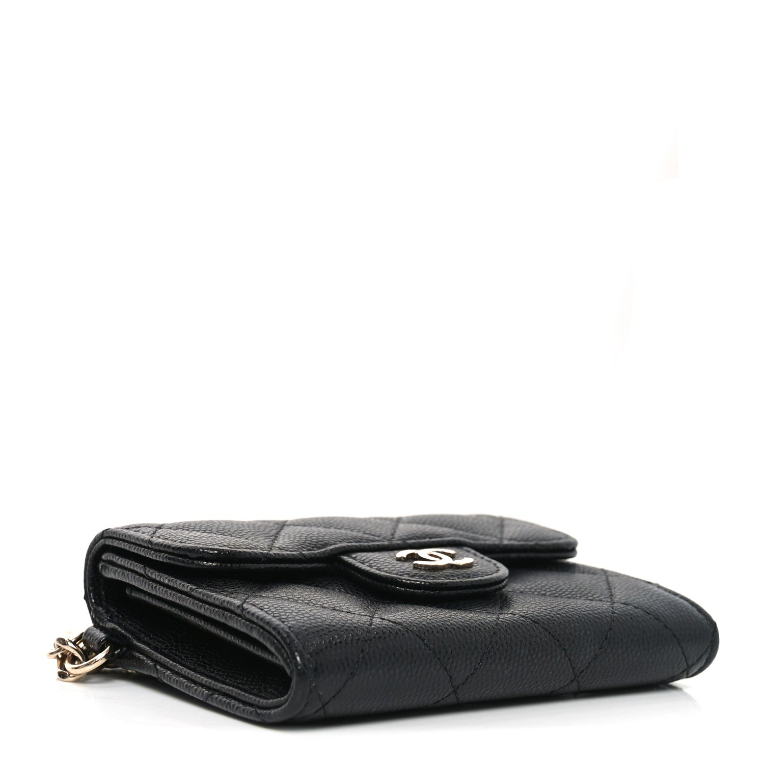 Chanel Caviar Quilted Flap Card Holder Chain Wristlet Black 4 of 8