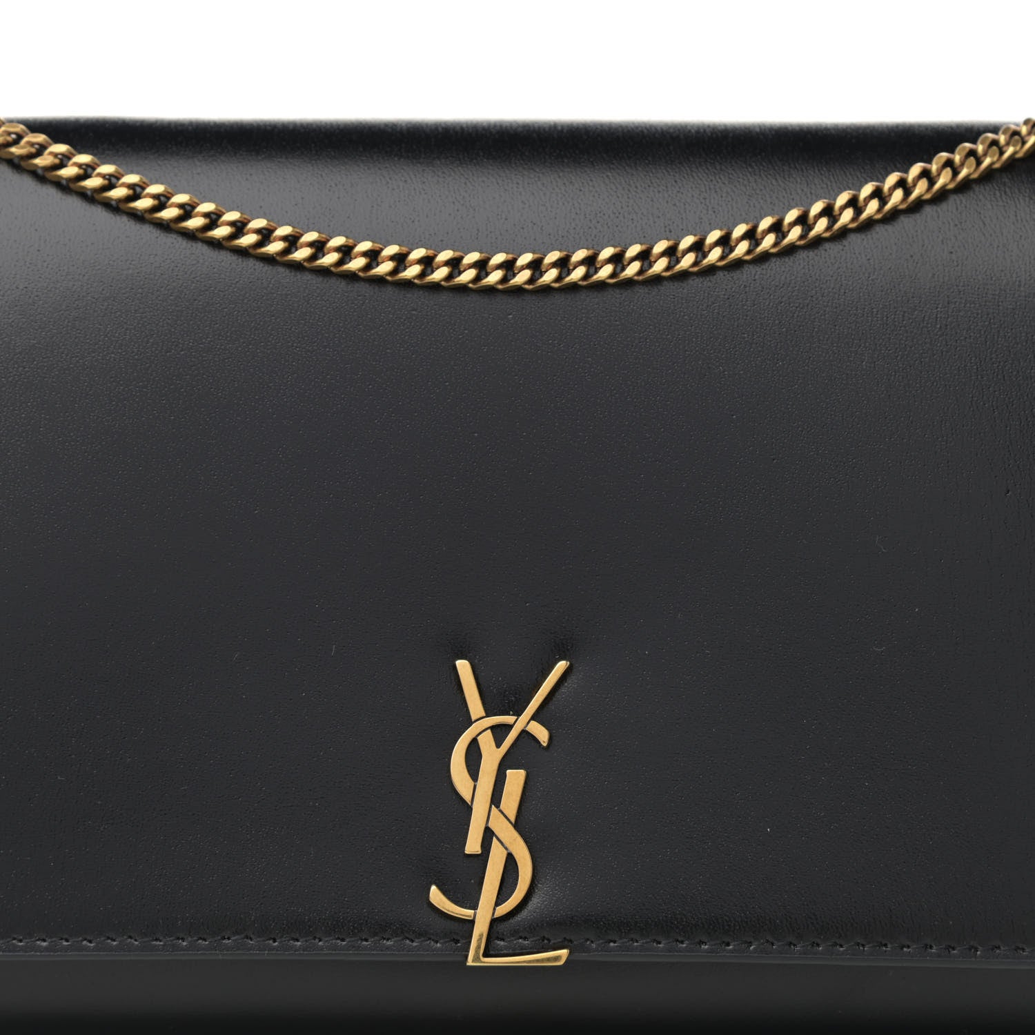 Saint Laurent Glossy Calfskin Monogram Chain Wallet Black 8 of 11