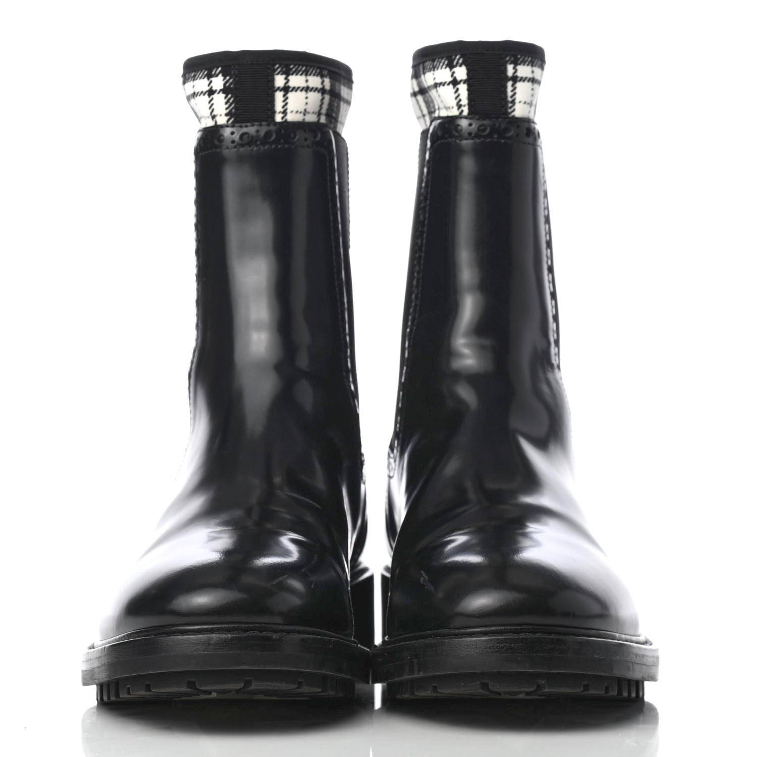 Christian Dior Calfskin Tartan D-Order Low Boot 37.5 Black Off White 2 of 12