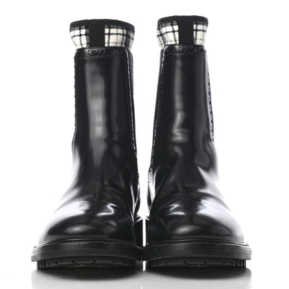 Christian Dior Calfskin Tartan D-Order Low Boot 37.5 Black Off White 2 of 12