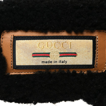 Gucci Shearling Interlocking G Womens Eileen Slippers 35 Black Butterscotch 7 of 8