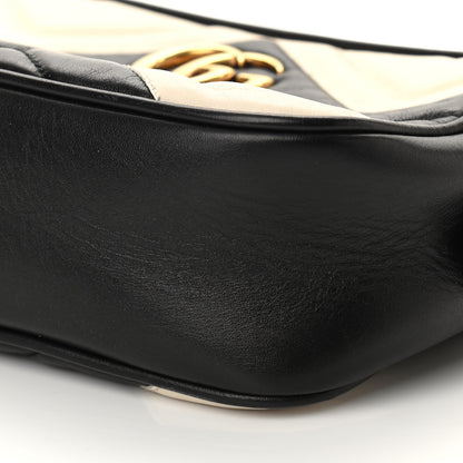 Gucci Calfskin Matelasse Mini GG Marmont Chain Shoulder Bag Black White 10 of 10