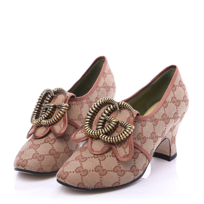 Gucci Monogram Vintage Effect Double G Pumps 37 Beige Ruggine 8 of 17