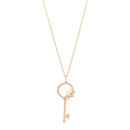 Tiffany 18K Rose Gold Diamond Victoria Vine Circle Key Pendant Necklace 1 of 6