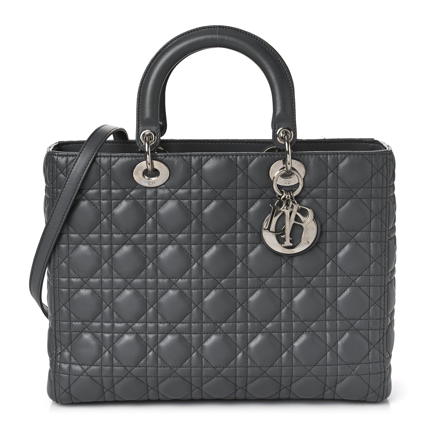 Lambskin Cannage Large Lady Dior Grey