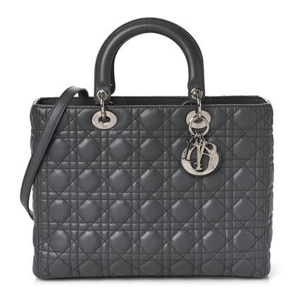 Christian Dior Lambskin Cannage Large Lady Dior Grey 1 of 11