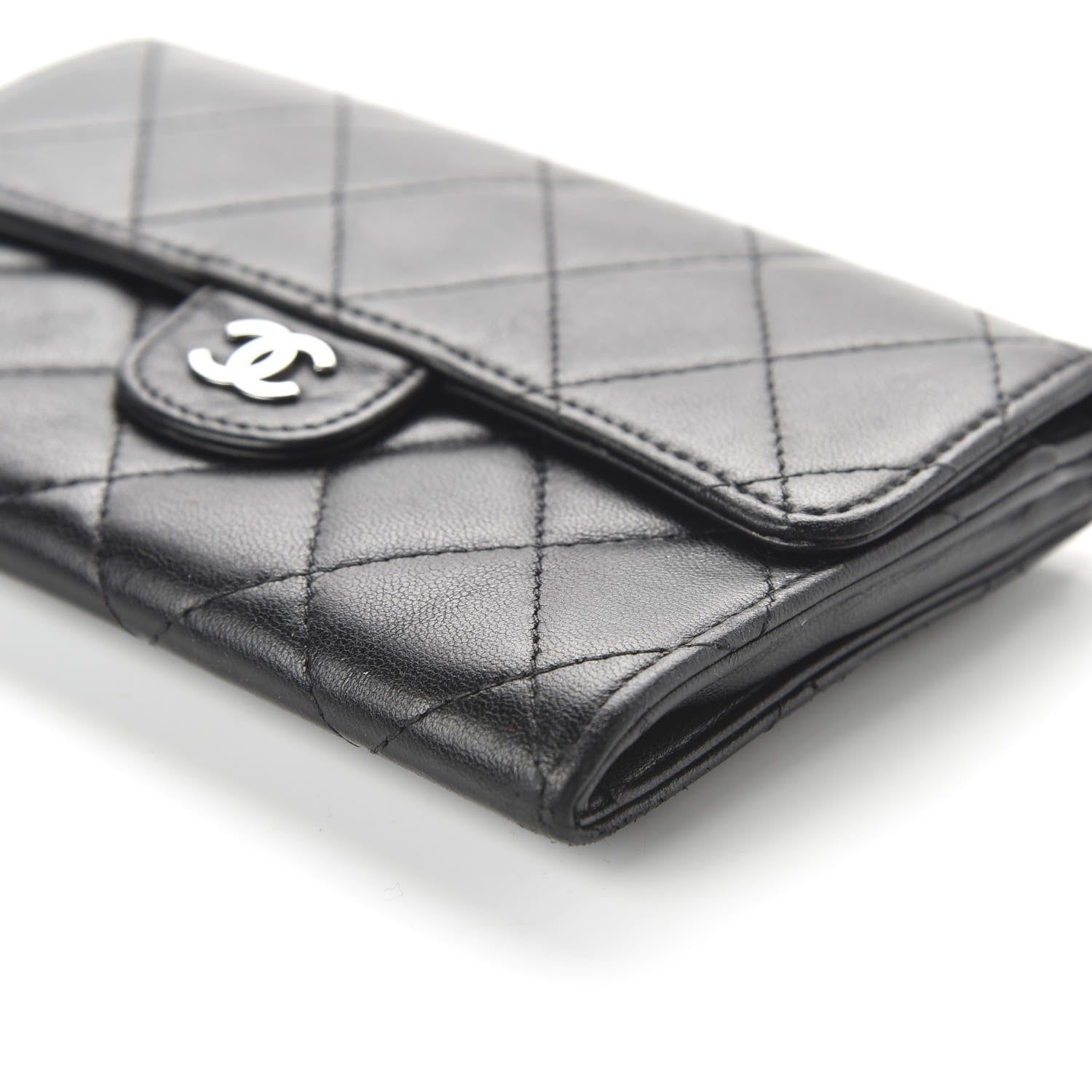 Chanel Lambskin Quilted Small Flap Wallet Black 7 of 10