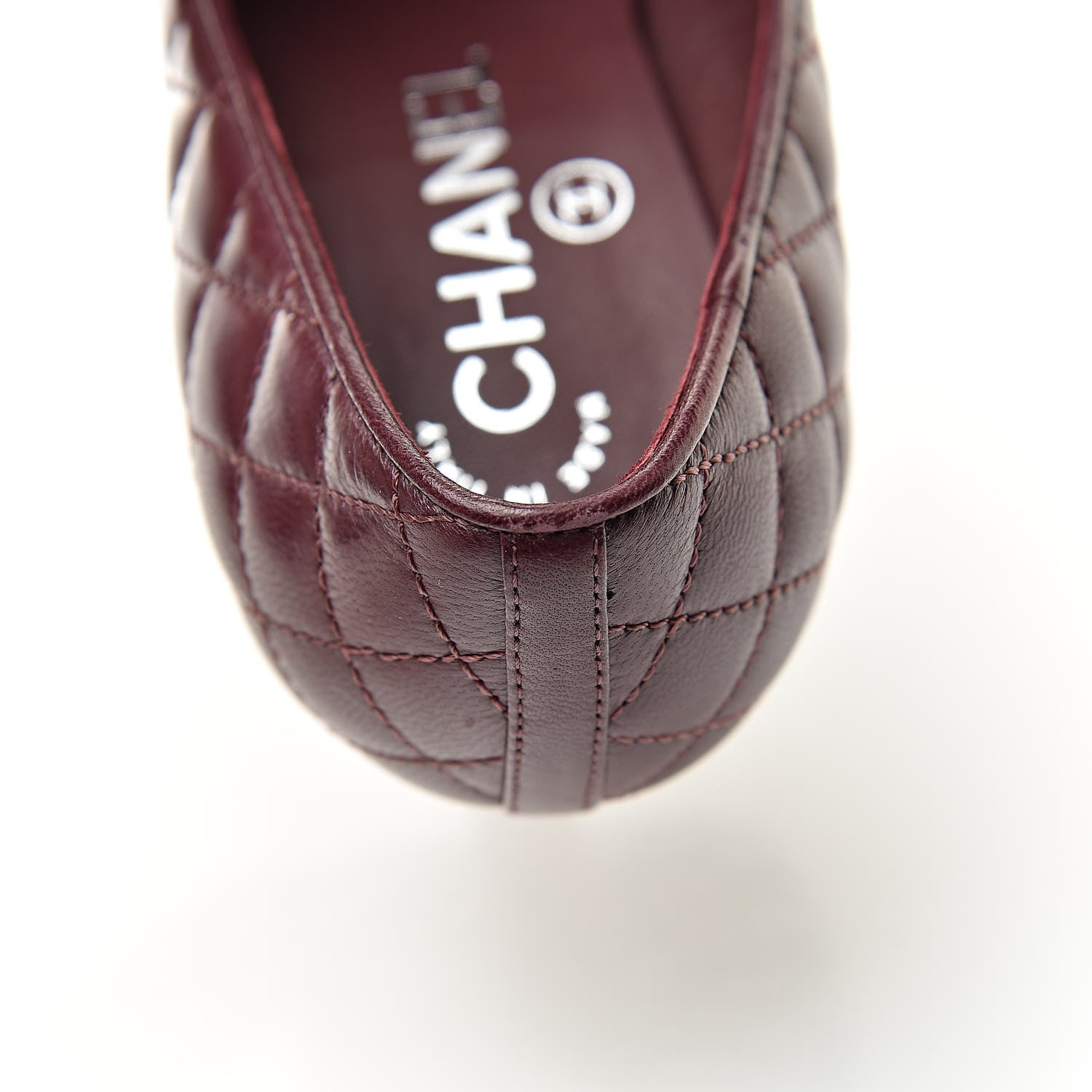 Chanel Lambskin Quilted CC Cap Toe Pumps 35 Burgundy 12 of 14